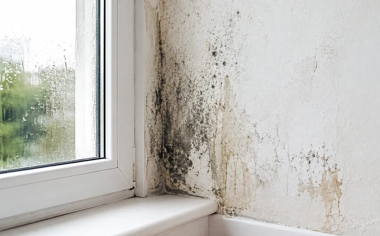 Schimmel- und Feuchteschaden an einer Innenwand